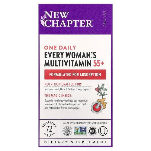 뉴챕터 New Chapter, Every Woman 원 데일리 55+ 종합비타민, 식물성 정제 72정
