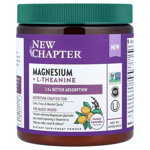 뉴챕터 New Chapter, 마그네슘 + L-테아닌 분말, 레몬 라벤더, 141g(4.9oz)