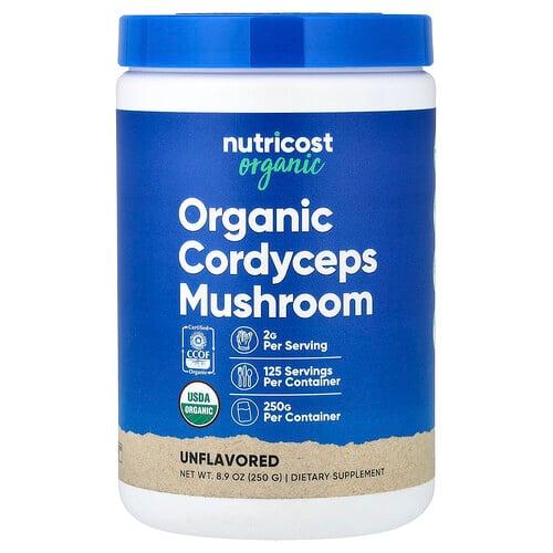 뉴트리코스트 Nutricost, 유기농 동충하초 버섯, 무맛, 250g(8.9oz)
