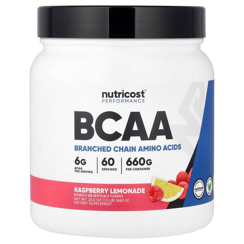 뉴트리코스트 Nutricost, 퍼포먼스, BCAA, 라즈베리 레모네이드, 660g(1.5lb)
