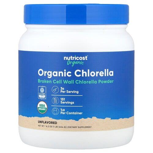 뉴트리코스트 Nutricost, 유기농 클로렐라 가루, 무맛, 454g(16.2oz)