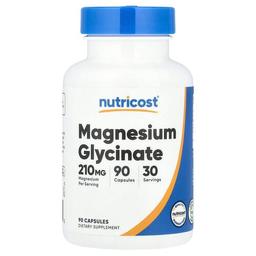 뉴트리코스트 Nutricost, 마그네슘 글리시네이트, 캡슐 90정(캡슐 1정당 70mg)