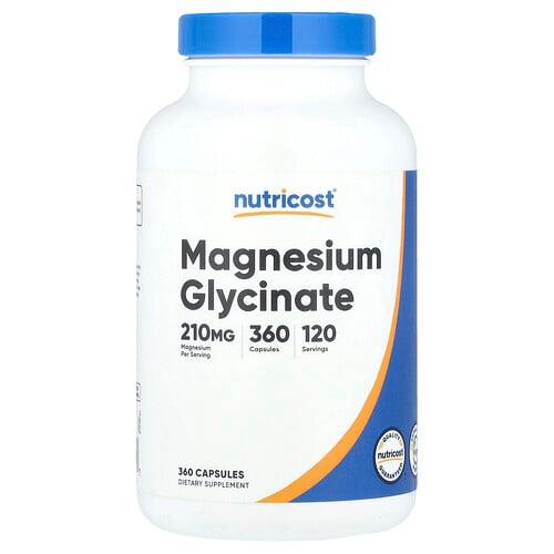 뉴트리코스트 Nutricost, 마그네슘 글리시네이트, 캡슐 360정(캡슐 1정당 70mg)
