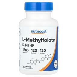 뉴트리코스트 Nutricost, l-메틸엽산, 15mg, 캡슐 120정