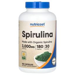 뉴트리코스트 Nutricost, 스피룰리나, 캡슐 180정(캡슐당 500mg)