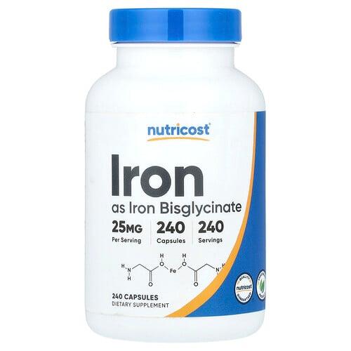 뉴트리코스트 Nutricost, 철분, 25mg, 캡슐 240정 상품 이미지