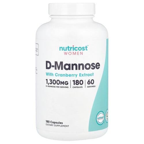 뉴트리코스트 Nutricost, 여성, 크랜베리 추출물 함유 d-만노스, 캡슐 180정