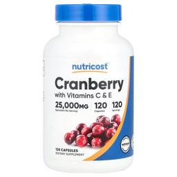 뉴트리코스트 Nutricost, 크랜베리, 비타민C 및 E, 캡슐 120정