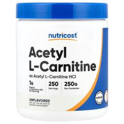 뉴트리코스트 Nutricost, 아세틸 L-카르니틴, 무맛, 250g(8.9oz)