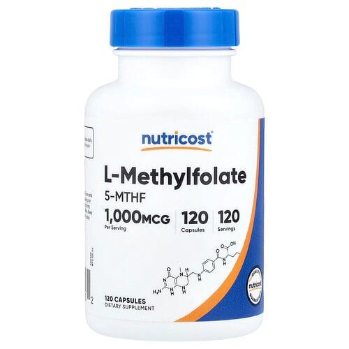 뉴트리코스트 Nutricost, l-메틸엽산, 1,000mcg, 캡슐 120정