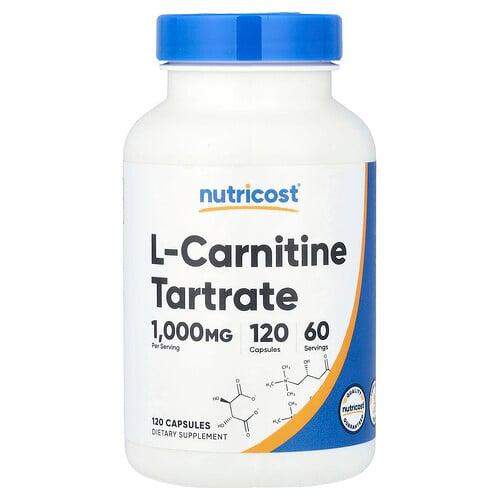 뉴트리코스트 Nutricost, L-카르니틴 타르타르산염, 캡슐 120정(캡슐 1정당 500mg)
