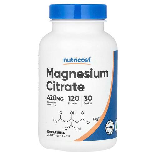 뉴트리코스트 Nutricost, 마그네슘시트레이트, 캡슐 120정(캡슐 1정당 105mg) 상품 이미지