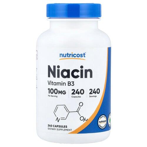 뉴트리코스트 Nutricost, 니아신, 100mg, 캡슐 240정