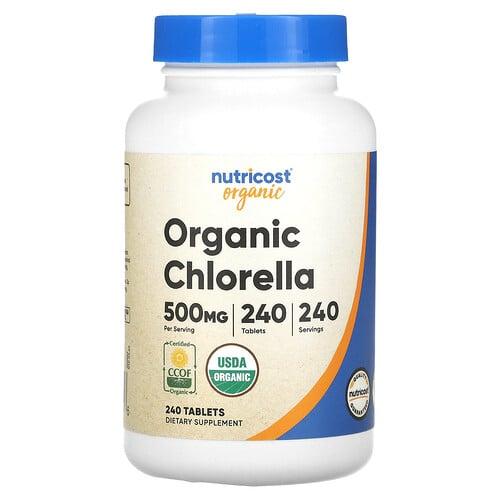 뉴트리코스트 Nutricost, 유기농 클로렐라, 500mg, 240정