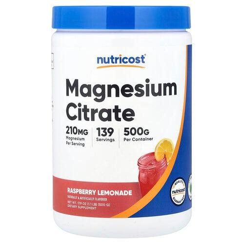 뉴트리코스트 Nutricost, 마그네슘시트레이트, 라즈베리 레모네이드, 500g(17.9oz)