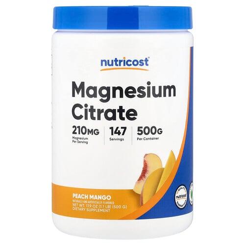 뉴트리코스트 Nutricost, 마그네슘시트레이트, 복숭아 망고 맛, 500g(1.1lb) 상품 이미지