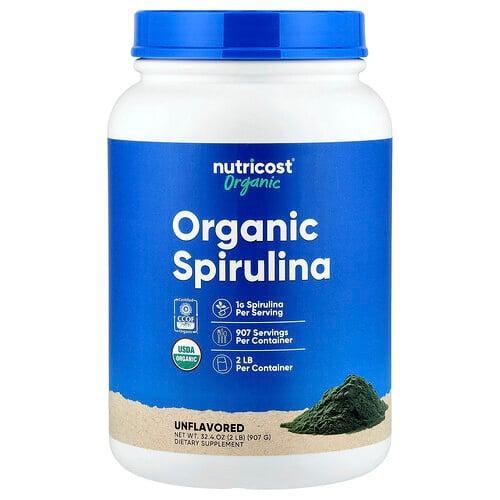 뉴트리코스트 Nutricost, 유기농 스피룰리나, 무맛, 907g(32.4oz)