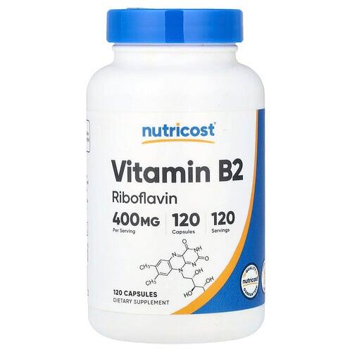 뉴트리코스트 Nutricost, 비타민B2, 400mg, 캡슐 120정 상품 이미지
