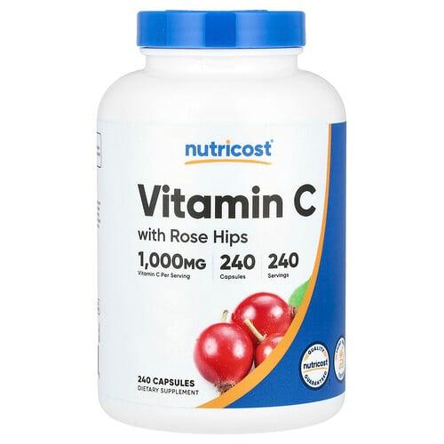 뉴트리코스트 Nutricost, 비타민C, 로즈힙 함유, 1,000mg, 캡슐 240정 상품 이미지