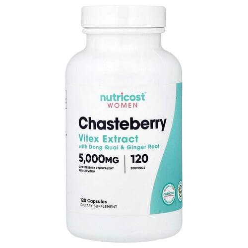 뉴트리코스트 Nutricost, 여성용, 체이스트베리, 당귀 및 생강 뿌리 함유, 캡슐 120정 상품 이미지