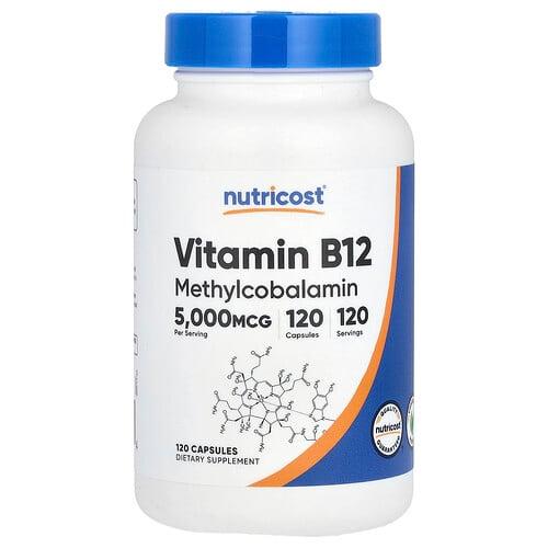 뉴트리코스트 Nutricost, 비타민B12, 5,000mcg, 캡슐 120정