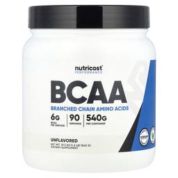 뉴트리코스트 Nutricost, 운동 능력, BCAA, 무맛, 540g(1.2lb)