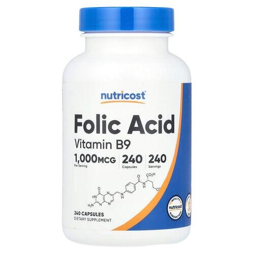 뉴트리코스트 Nutricost, 엽산, 1,000mcg, 캡슐 240정 상품 이미지