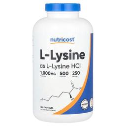 뉴트리코스트 Nutricost, L-라이신, 캡슐 500정(캡슐당 500mg)