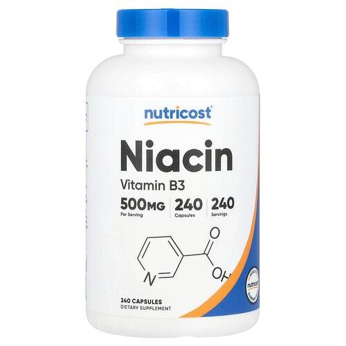 뉴트리코스트 Nutricost, 니아신, 500mg, 캡슐 240정