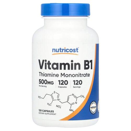 뉴트리코스트 Nutricost, 비타민B1, 500mg, 캡슐 120정