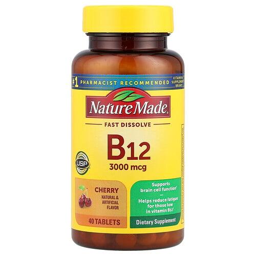 네이쳐메이드 Nature Made, 비타민B12, 빠른 용해, 체리, 3,000mcg, 40정 상품 이미지