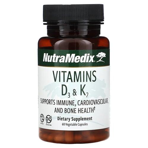 뉴트라메딕스 NutraMedix, 비타민D3 및 K2, 베지 캡슐 60정