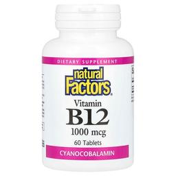 네츄럴 펙터스 Natural Factors, 비타민B12, 1,000 mcg, 60정