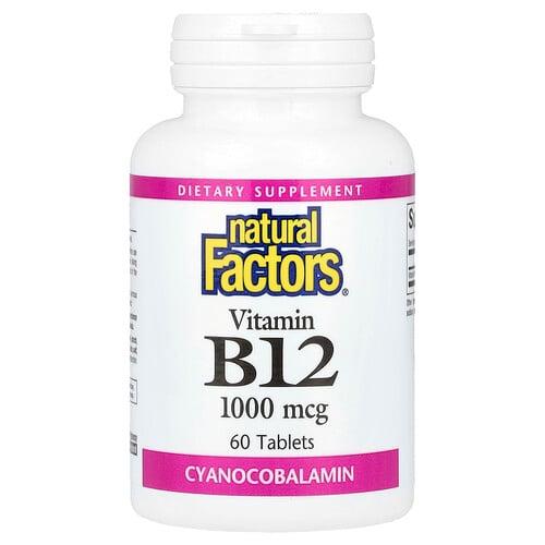 네츄럴 펙터스 Natural Factors, 비타민B12, 1,000 mcg, 60정