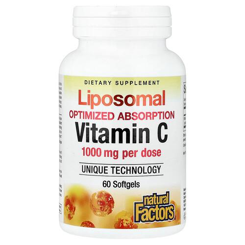 네츄럴 펙터스 Natural Factors, 리포소말 비타민C, 소프트젤 60정(소프트젤 1정당 500mg) 상품 이미지