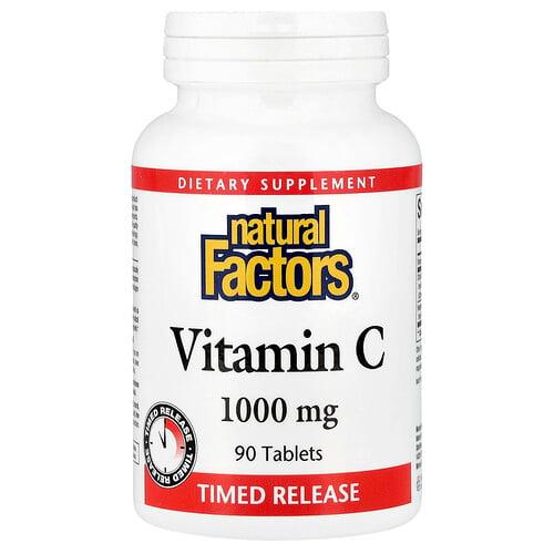 네츄럴 펙터스 Natural Factors, 비타민C, 서방형, 1,000mg, 90정