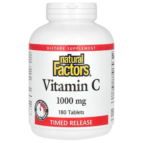 네츄럴 펙터스 Natural Factors, 비타민C, 서방형, 1,000mg, 180정