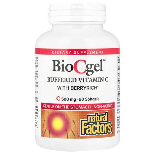 네츄럴 펙터스 Natural Factors, BioCgel™, BerryRich® 함유 완충형 비타민C, 소프트젤 90정 상품 이미지