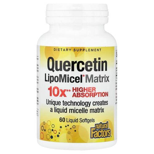 네츄럴 펙터스 Natural Factors, 퀘르세틴 LipoMicel 매트릭스, 250mg, 액상 소프트젤 60정