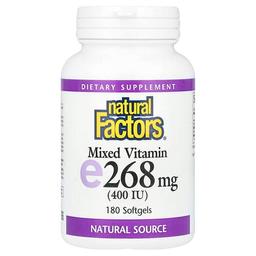 네츄럴 펙터스 Natural Factors, 혼합 비타민E, 268mg(400IU), 소프트젤 180정
