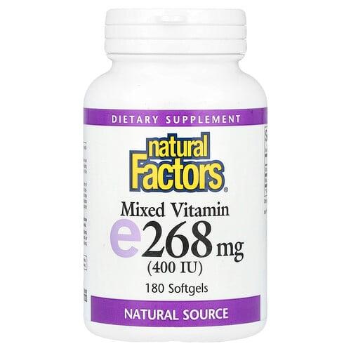 네츄럴 펙터스 Natural Factors, 혼합 비타민E, 268mg(400IU), 소프트젤 180정 상품 이미지