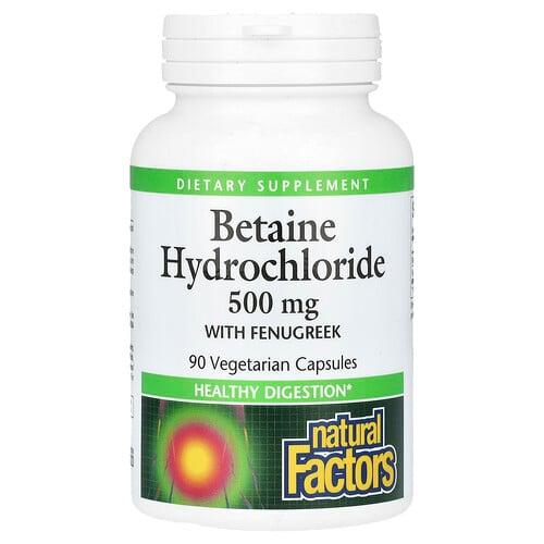 네츄럴 펙터스 Natural Factors, 베타인 염산염 호로파 함유, 500mg, 베지 캡슐 90정 상품 이미지