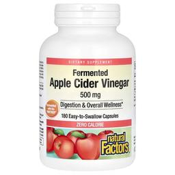 네츄럴 펙터스 Natural Factors, 발효 사과 식초, 500mg, 삼키기 쉬운 캡슐 180정