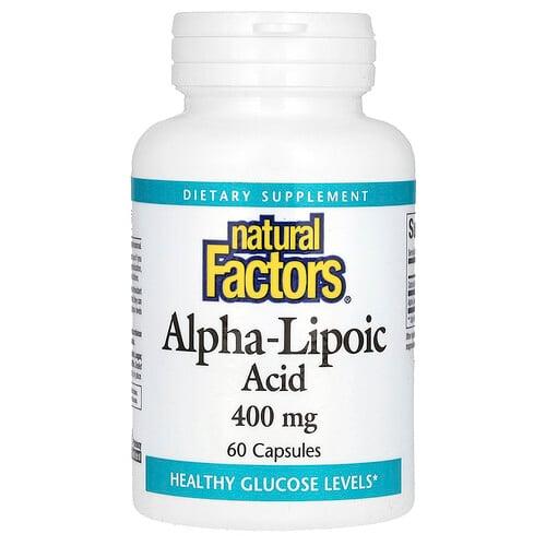 네츄럴 펙터스 Natural Factors, 알파리포산, 400mg, 캡슐 60정