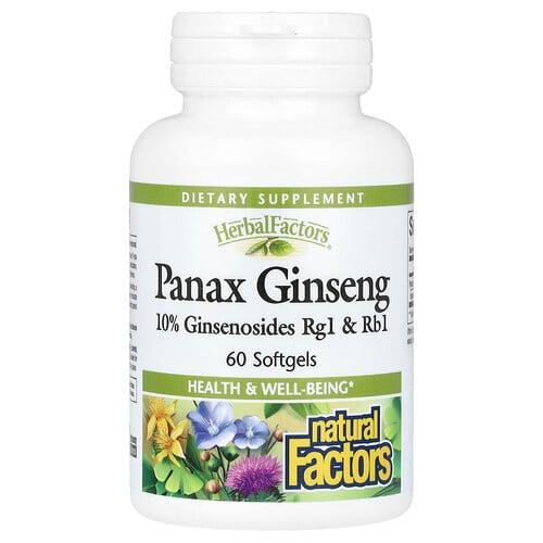 네츄럴 펙터스 Natural Factors, HerbalFactors, 인삼, 100mg, 소프트젤 60정 상품 이미지