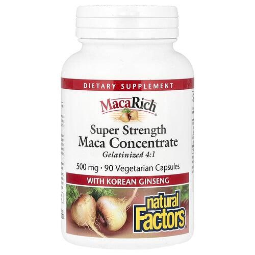 네츄럴 펙터스 Natural Factors, Maca Rich®, 한국 인삼 함유 마카 농축물, 초강력, 베지 캡슐 90정