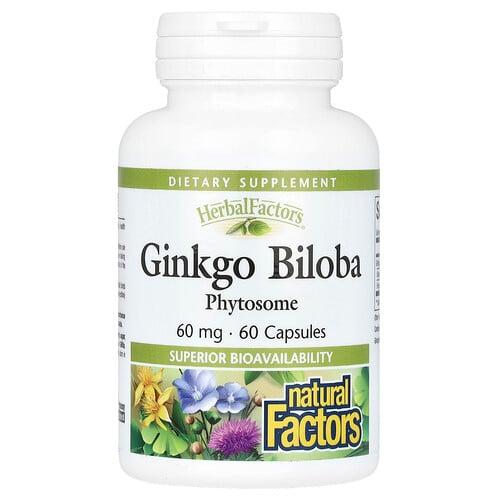 네츄럴 펙터스 Natural Factors, 은행나무, 파이토솜, 60mg, 캡슐 60정