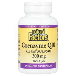 네츄럴 펙터스 Natural Factors, 코엔자임 Q10, 200mg, 소프트젤 30정