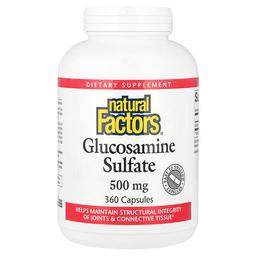 네츄럴 펙터스 Natural Factors, 글루코사민 설페이트, 500mg, 캡슐 360정