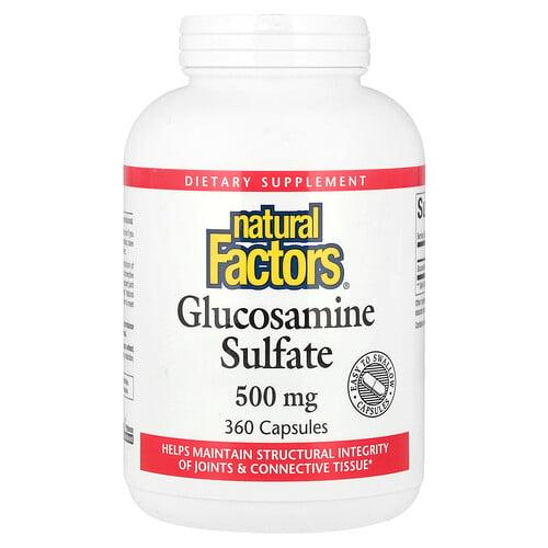 네츄럴 펙터스 Natural Factors, 글루코사민 설페이트, 500mg, 캡슐 360정